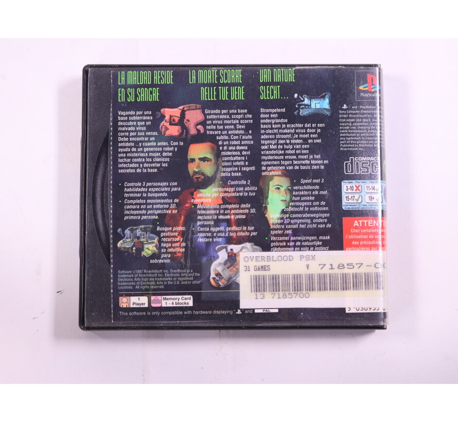 PlayStation 1 - OverBlood A3-D Sci-Fi Adventure [No Manual]