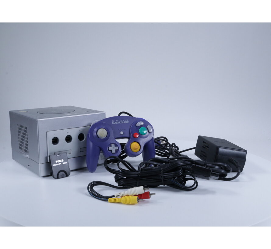 GameCube - Console DOL-001 Zilver [Paarse Controller][1 Klepje Onderkant mist]