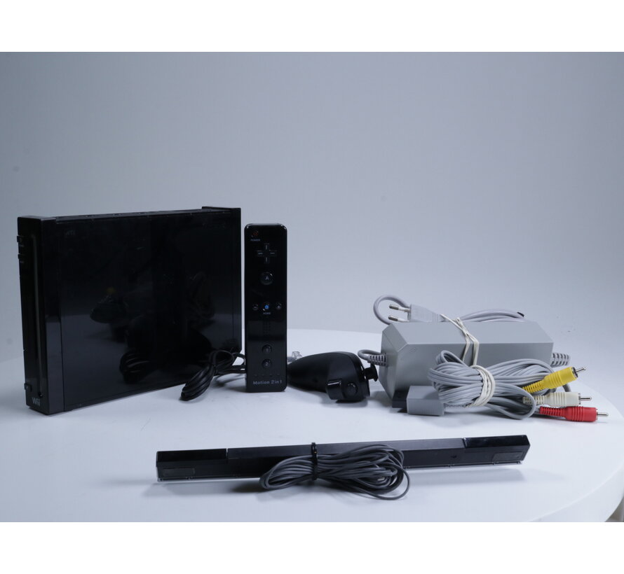 Wii - Console RVL-001 [Zwart / Beide Covers Ontbreken]