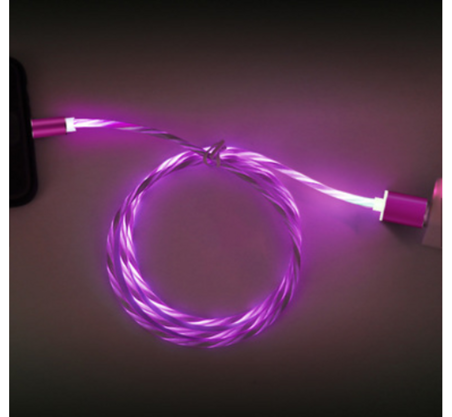 Generica Lichtgevende oplaadkabel 1M + 3 magn. adapters, Roze