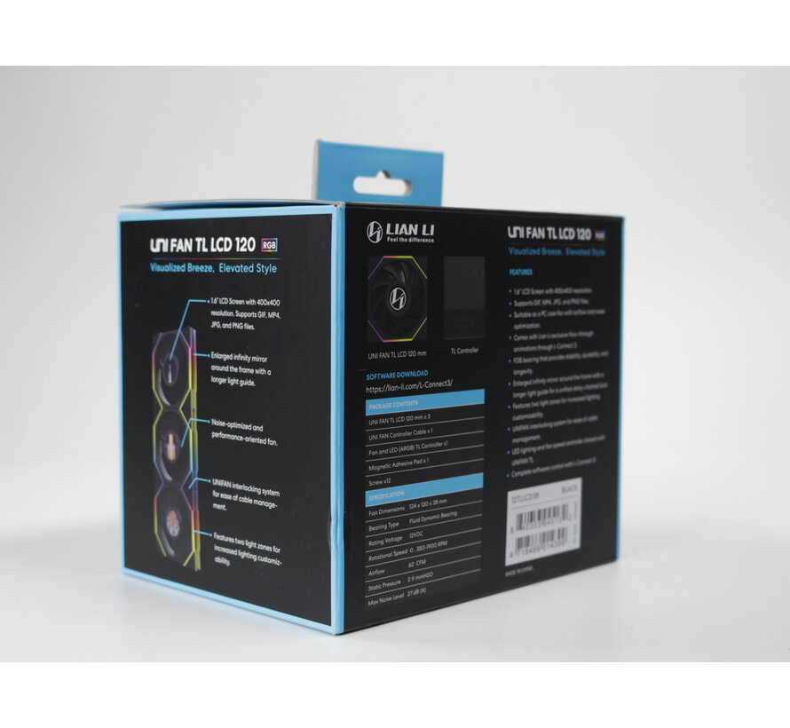 UNI FAN TL LCD Series 120mm 3-Pack Black