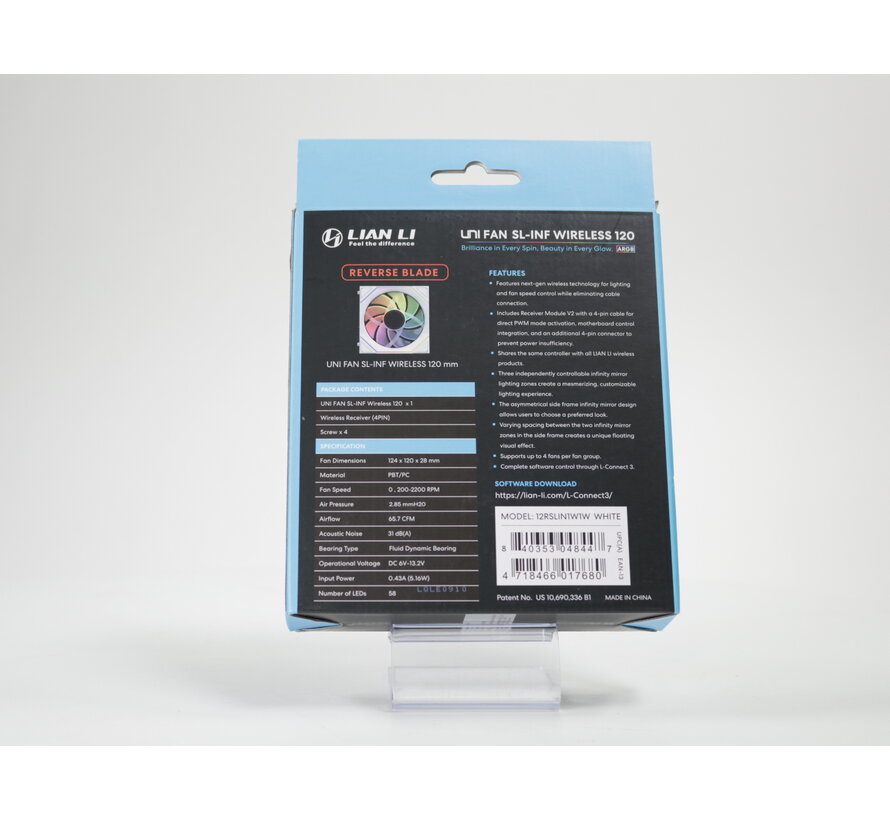 UNI FAN SL-INF 120 Wireless , 1-pack, White, PWM ARGB Reverse Blade