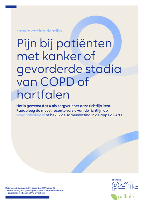 Pijn bij patiënten met kanker of gevorderde stadia van COPD of hartfalen - samenvatting richtlijn