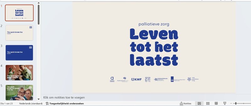 Powerpoint presentatie Leven tot het laatst