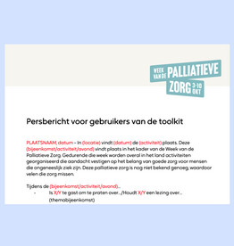 Persbericht Week van de Palliatieve Zorg