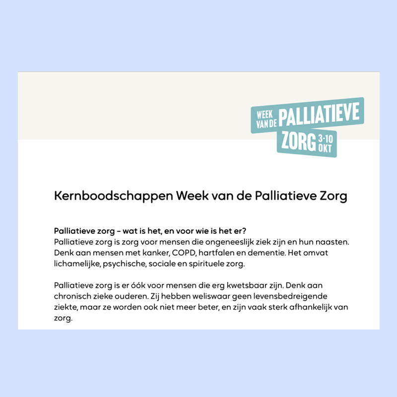 Kernboodschappen Week van de Palliatieve Zorg