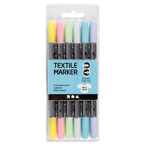 Textielstiften pasteltinten ( 6 stuks)