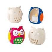 Waxinelichthouder uiltje 4 stuks (Voorraad 5 sets OP=OP)