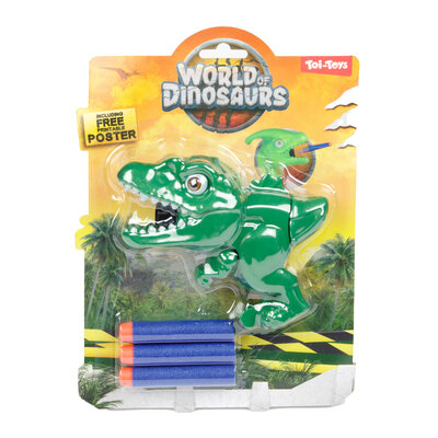 Mini pistool dino + 3 softpijltjes ( voorraad 4 stuks OP = OP)