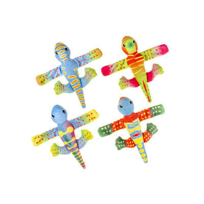 Klaparmband pluche hagedis ( voorraad 25 stuks OP = OP)