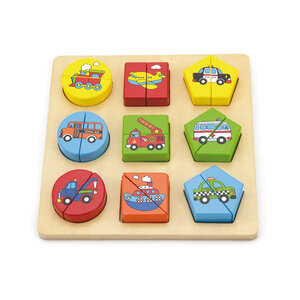 Geometrische vormenspel voertuigen 24 mnd+