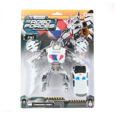 Veranderrobot politieauto ( voorraad 23 stuks OP = OP)
