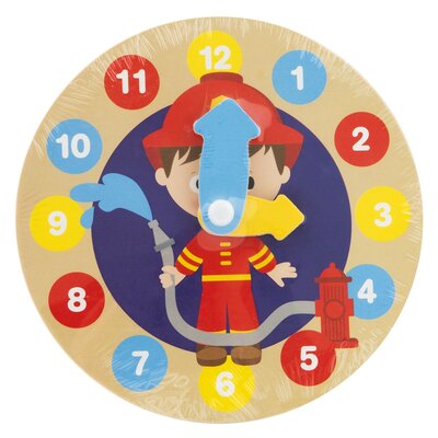 Houten Klokje met Print 14 cm ( voorraad 10 stuks OP = OP)