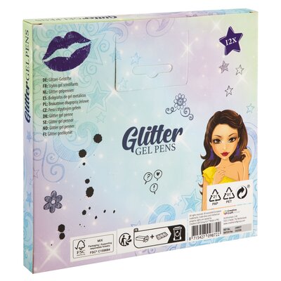 Besties Glitter gelpennen set á 12 stiften ( voorraad 14 sets OP= OP)