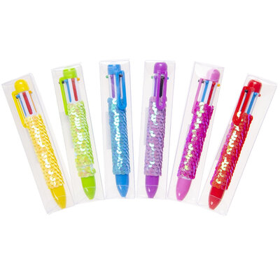 Pailletten meerkleuren pen ( voorraad 58 stuks OP = OP)