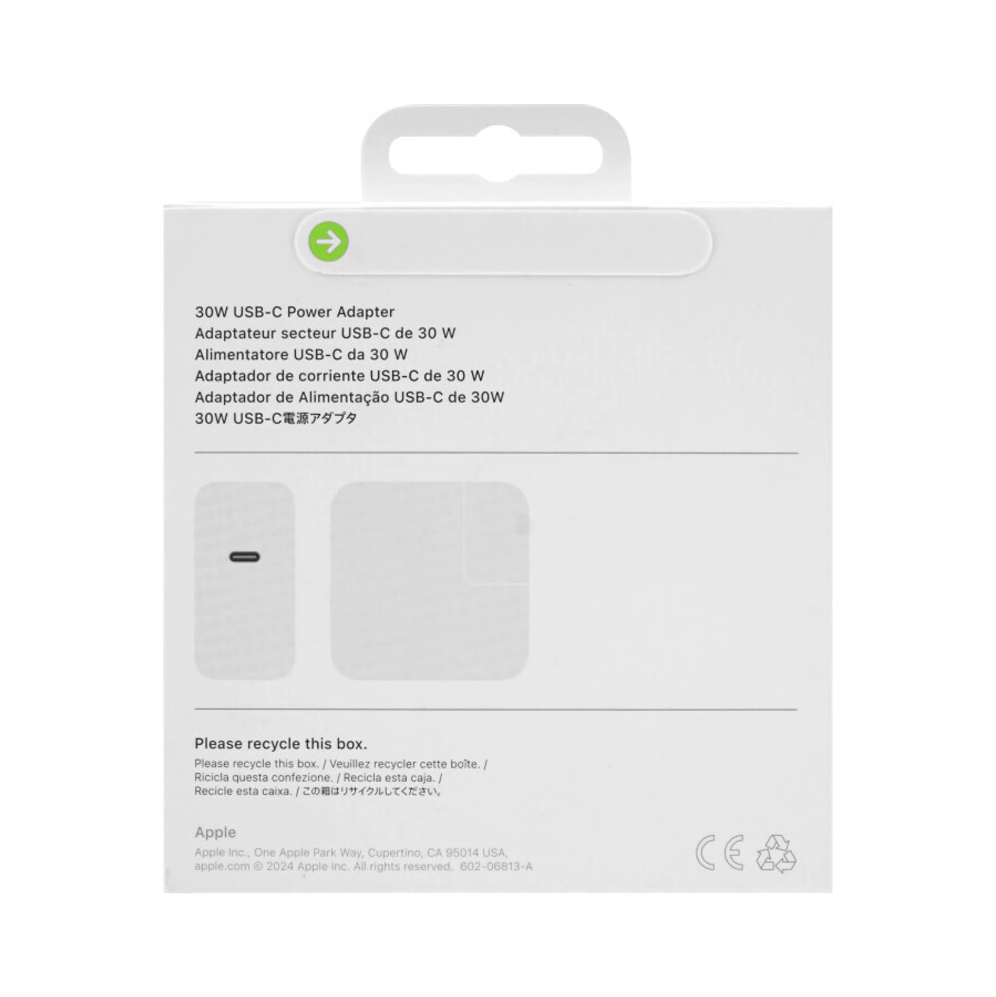 Apple Apple USB-C Oplader, A1882, 30W, Wit, Blisterverpakking, 0195949376511;MW2G3ZM/A