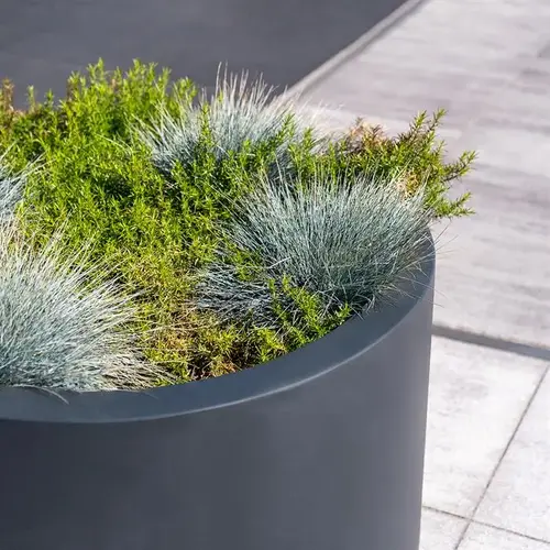 Adezz Polyester plantenbak Circum Ø100x60 cm | Antraciet zwart