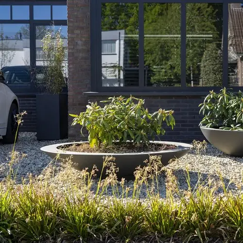 Adezz Polyester plantenbak Ceder  Ø120x40 cm | Antraciet zwart