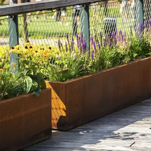 Adezz Cortenstaal plantenbak 80x80x40 cm - Met wielen