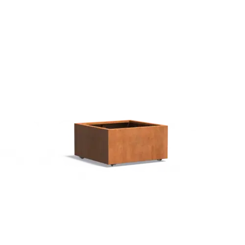 Adezz Cortenstaal plantenbak 80x80x40 cm - Met wielen