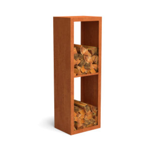 Geroba Houtopslag cortenstaal 50x38,5x150 cm - 2 vakken