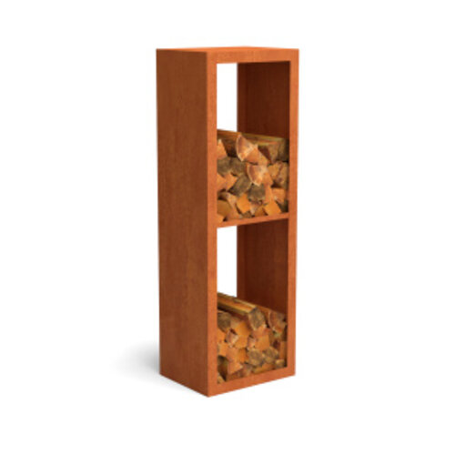 Geroba Houtopslag cortenstaal 50x38,5x150 cm - 2 vakken