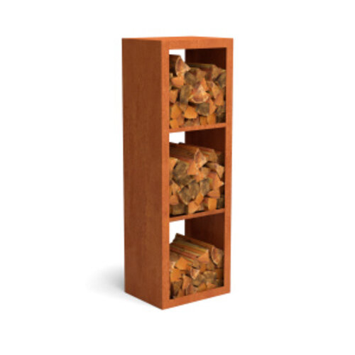Geroba Houtopslag cortenstaal 50x38,5x150 cm - 3 vakken