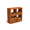 Houtopslag cortenstaal 100x38,5x100 cm - 4 vakken