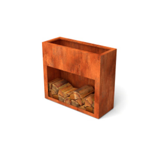 Geroba Houtopslag cortenstaal 150x38,5x90 cm - Met plantenbak