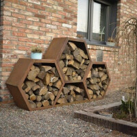 Geroba Modulaire Cortenstaal houtopslag 92x38,5x80 cm