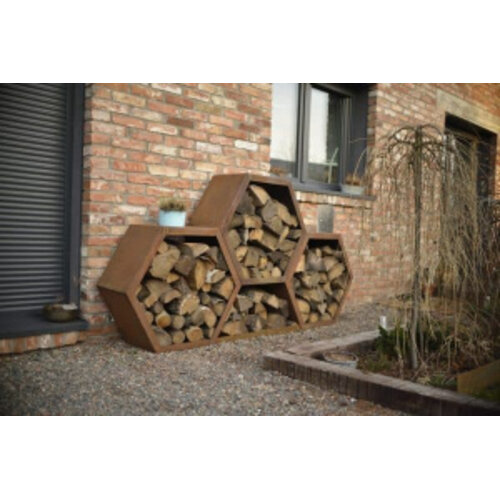 Geroba Modulaire Cortenstaal houtopslag 92x38,5x80 cm