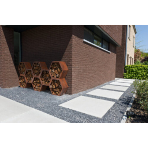 Geroba Modulaire Cortenstaal houtopslag 92x38,5x80 cm