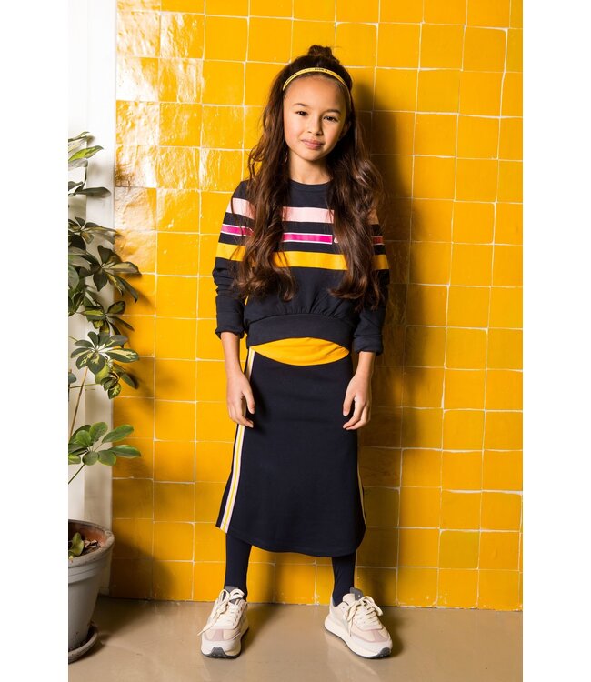 B.Nosy Meisjes rok lang - Tape aan de zijkant en ronde zoom - Ink blauw