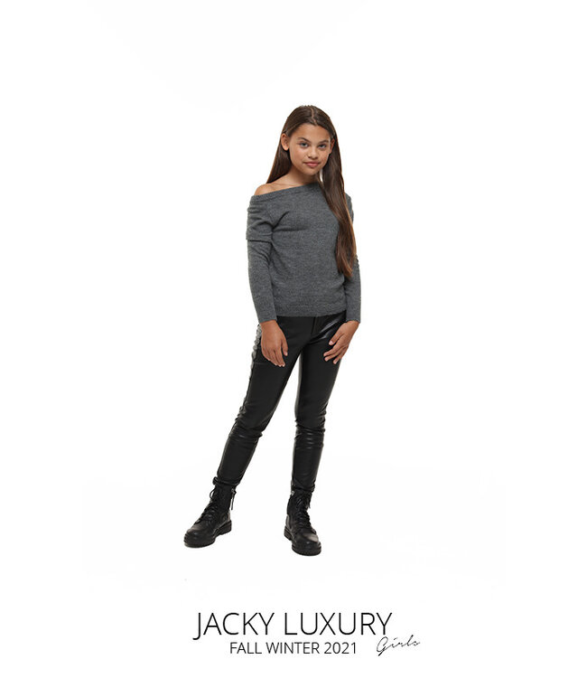 Jacky Luxury Meisjes sweater gebreid - Grijs melange