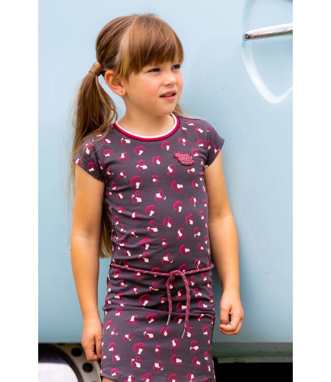 Quapi Meisjes jurk - Maaike - AOP grijs animal