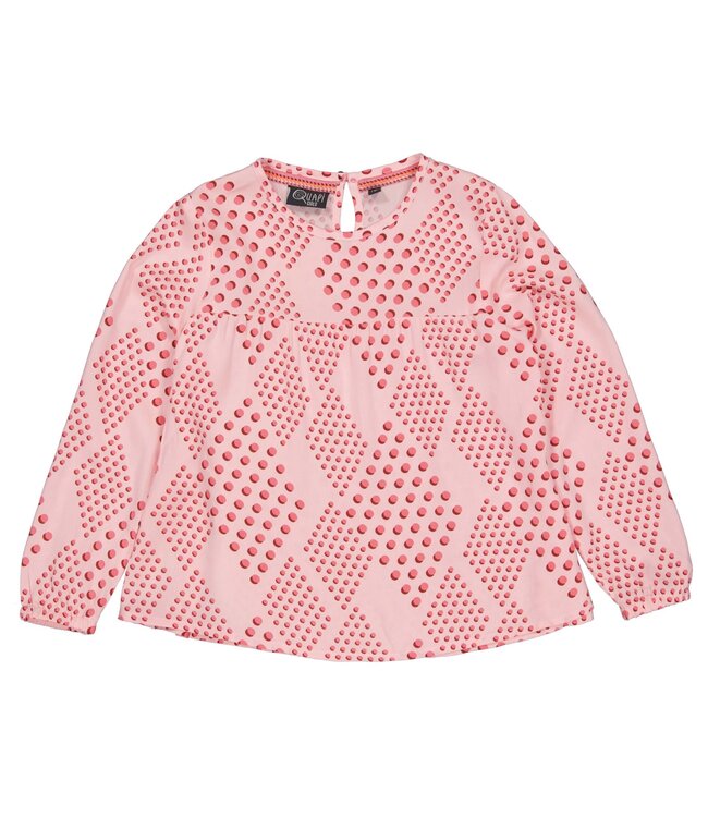 Quapi Meisjes blouse - Mare - AOP roze koraal stippen