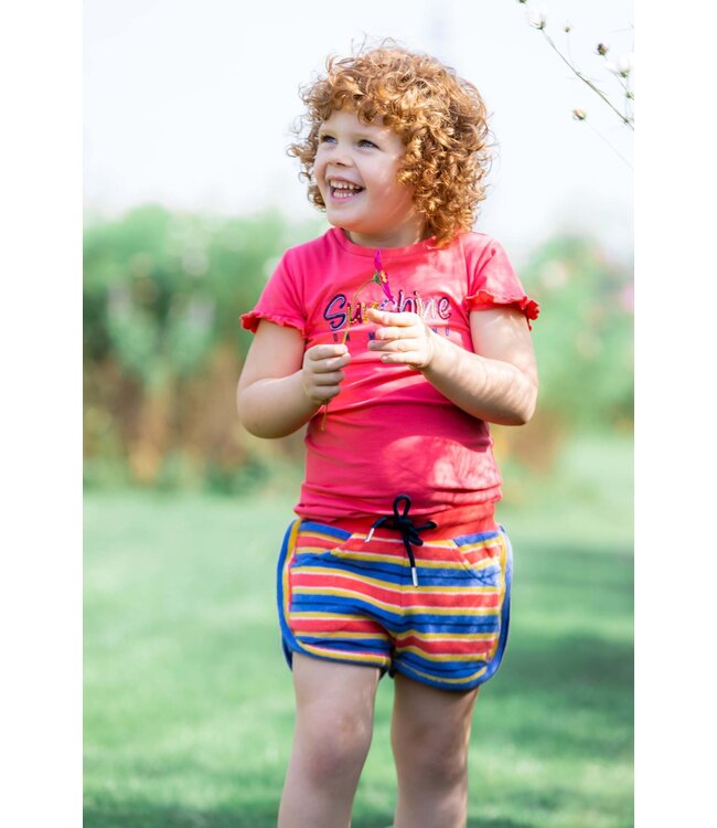 Quapi Meisjes short - Marli - AOP roze koraal gestreept