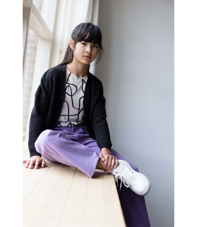 LEVV Meisjes t-shirt - Tamia - AOP Wit grijs gestreept