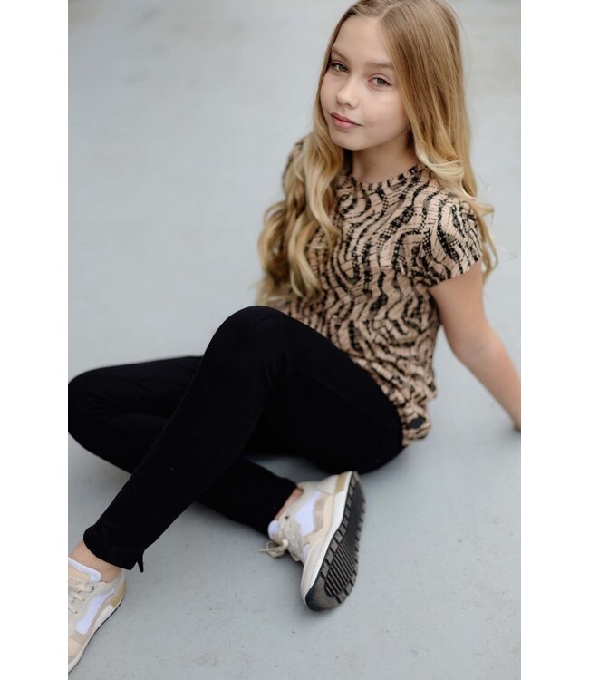 LEVV Meisjes blouse - Tess - AOP Camel zebra