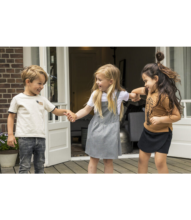 Frankie & Friends Meisjes jurk - Bumblebee B - Zwart/wit geruit