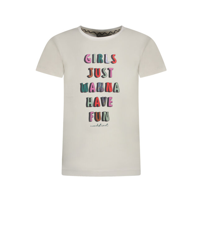 Moodstreet Meisjes t-shirt tekst - Warm wit