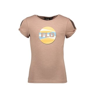 Like Flo Meisjes t-shirt open schouder - Taupe