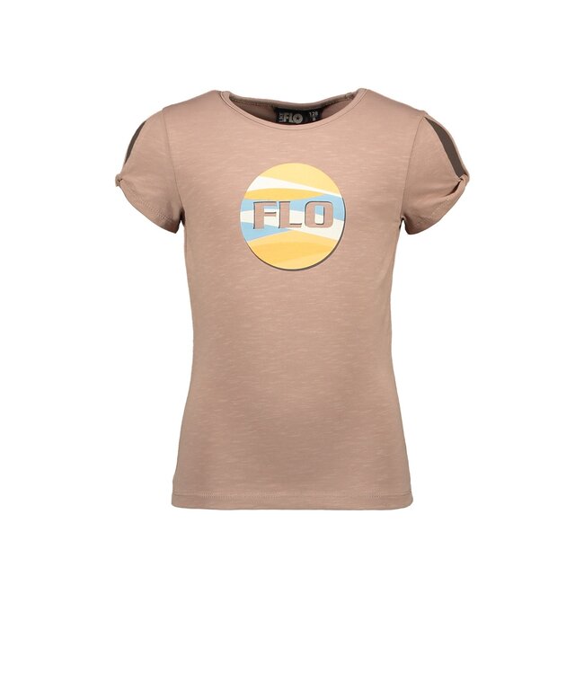 Like Flo Meisjes t-shirt open schouder - Taupe