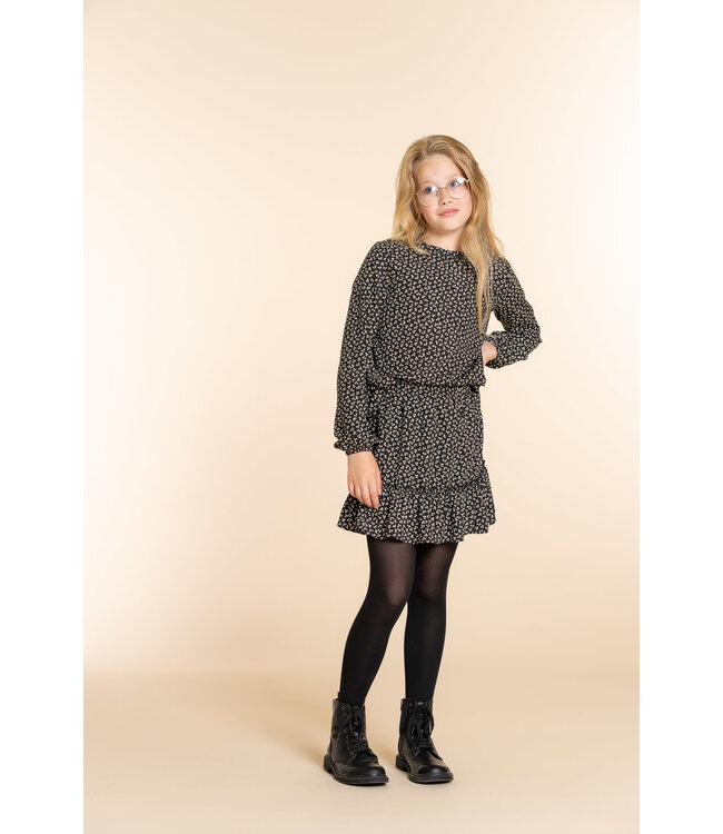 Geisha Meisjes rok - Bloem - Zwart / Zand