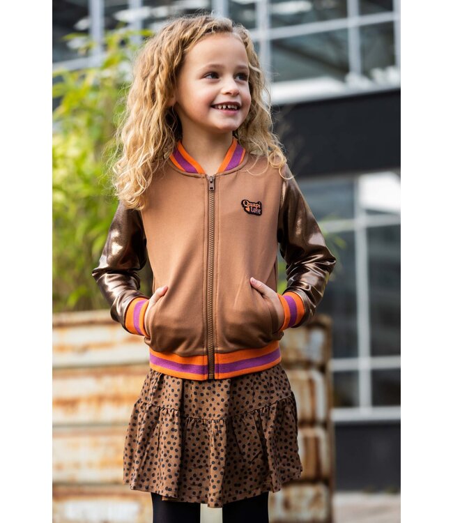 Quapi Meisjes rok - Riona - AOP bruin fudge stippen