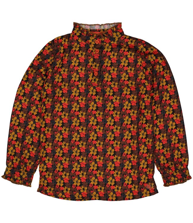 Quapi Meisjes blouse - Rene - AOP zwart bloemen