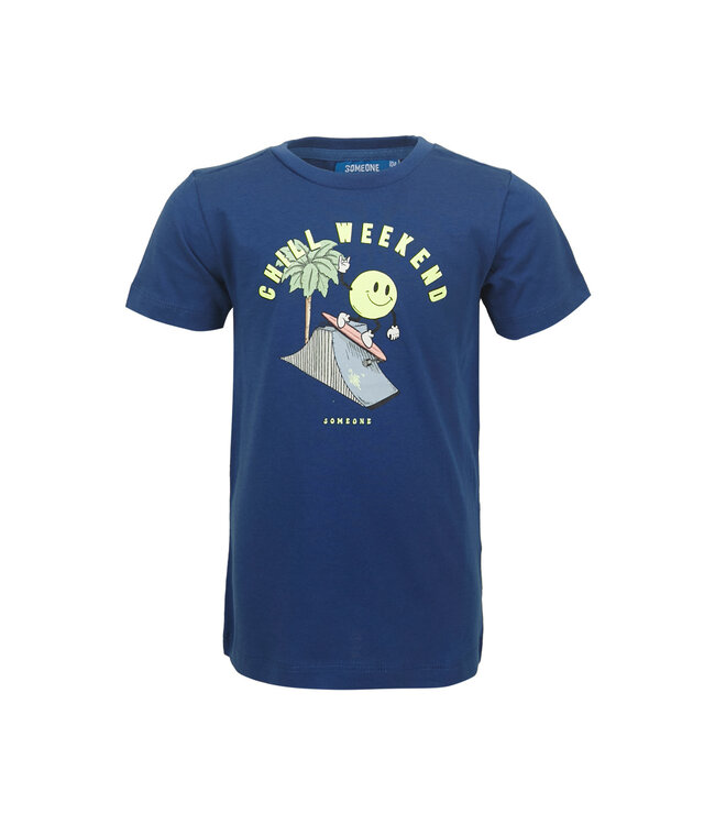 Someone Jongens t-shirt - Smiley-SB-02-B - Kobalt blauw