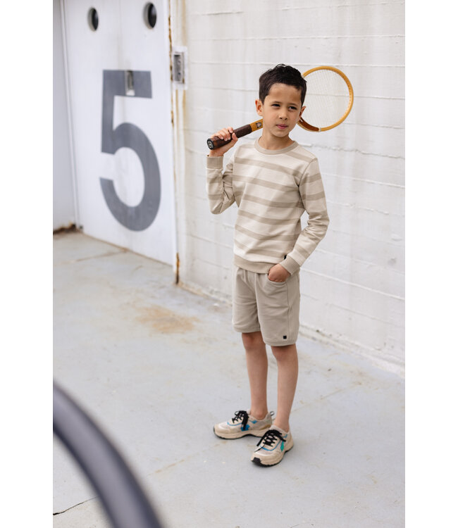 LEVV Jongens sweater - Daud - AOP Zand desert streep