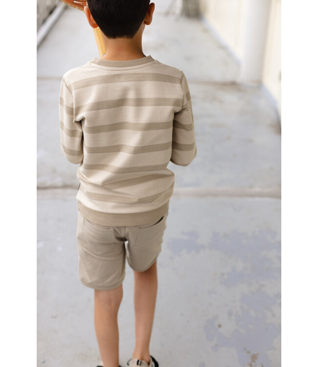 LEVV Jongens sweater - Daud - AOP Zand desert streep