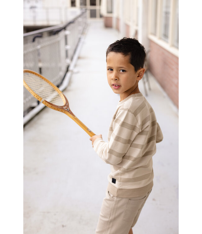 LEVV Jongens sweater - Daud - AOP Zand desert streep